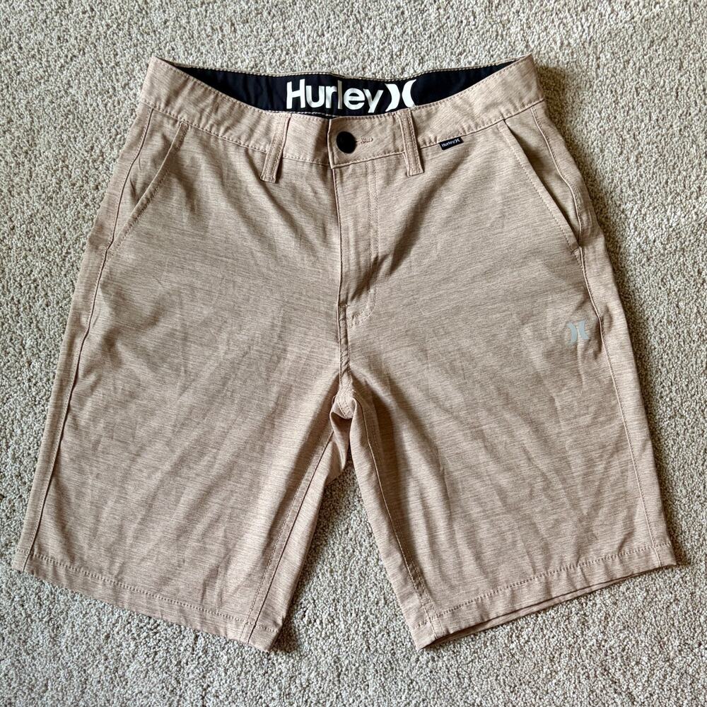 Mens Hybrid Shorts Hurley Stretch Khaki Size 28 Golf Surf Skate Walkshorts